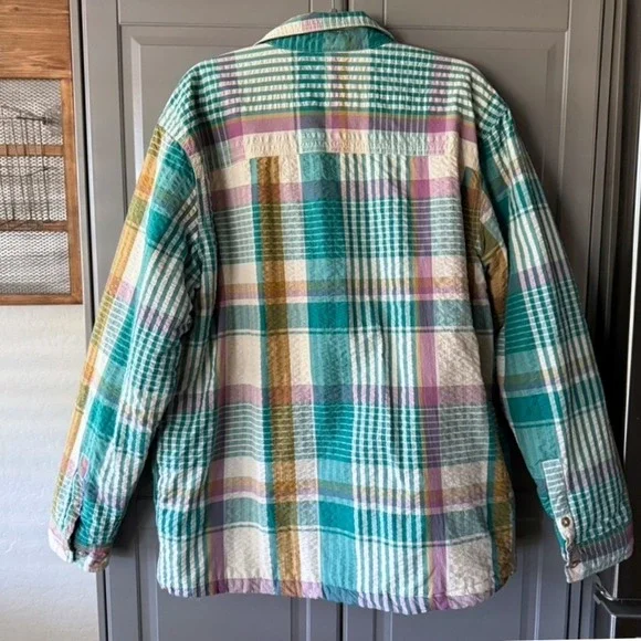 UO Men's Eclectic Grandpa Skater Plaid Seersucker Shirt Jacket,Multi, L - Picture 7 of 16